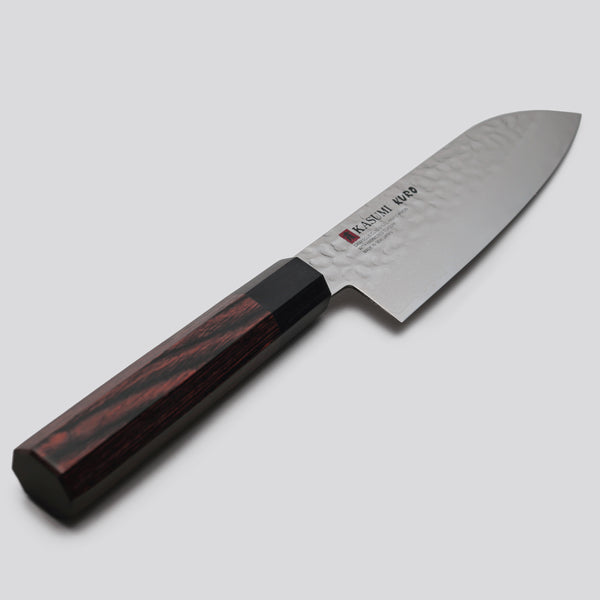 Kasumi Kuro SANTOKU DAMASCUS 165 mm (mahogany, black handle)