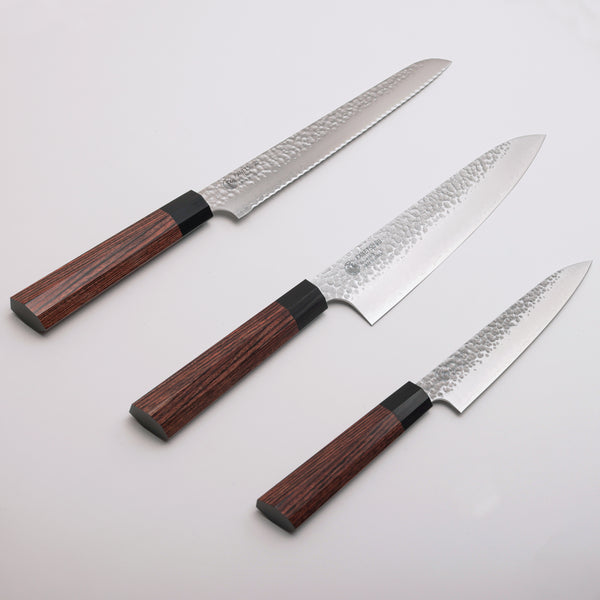 Set of Knife (Utility, Chef`s, Bread) - 3pcs. Heptagon-Wood